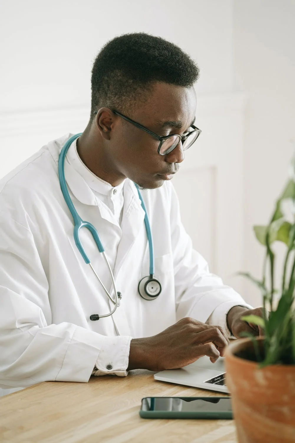 Doctor working on desk